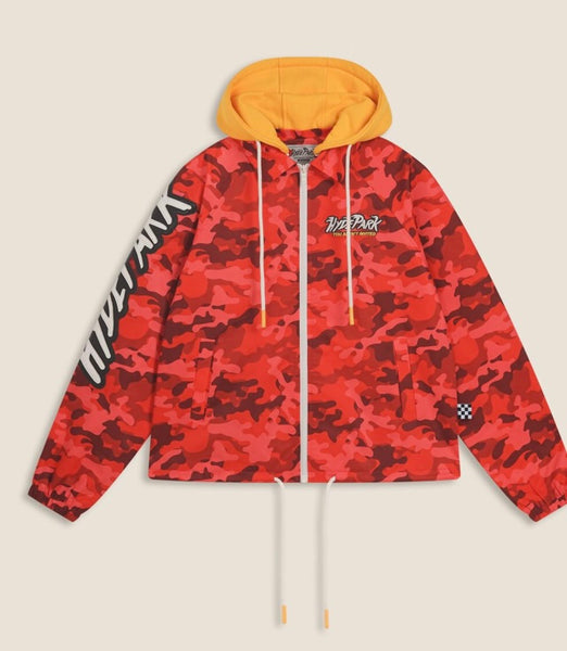 Find The Zip Coach Jacket - Red Camo (Find-The-Zip-Coach-Jacket-Red-Camo)