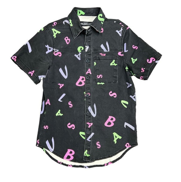 "WOVEN -PUZZLE" BUTTON UP (VLBS2454 Copy)