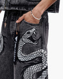 "GLACIER COIL" BAGGY DENIM SHORTS