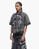 "FROSTSCALE" DENIM SHORT SLEEVE ZIP UP
