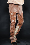 CARPENTER FLARE DENIM W/ STAR & RHINESTONE DETAILS (VC655 BROWN)