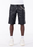 Obsidian Black Stars Leather Shorts