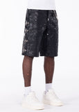 Obsidian Black Stars Leather Shorts