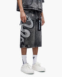 "GLACIER COIL" BAGGY DENIM SHORTS