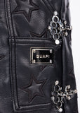 Obsidian Black Stars Leather Shorts
