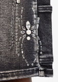 Obsidian Black Spider Denim Shorts