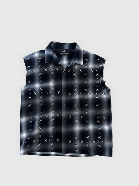 RHINESTONE FLANNEL (SLEEVELESS FLANNEL)