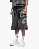 "GLACIER COIL" BAGGY DENIM SHORTS