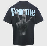 Twisted Fingers Tee Charcoal with Taupe and Blue (FALL202235-3)