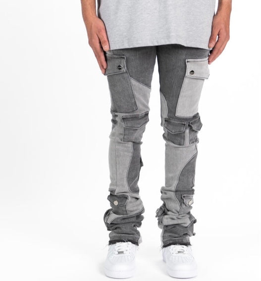 "MY PLEASURE" CARGO FLARE STACK DENIM (PH-SS23-63)