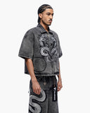 "FROSTSCALE" DENIM SHORT SLEEVE ZIP UP