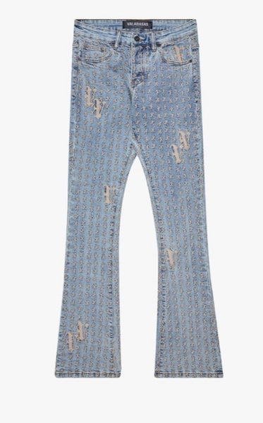 ASTERISK" LT. VINTAGE BLUE / CREAM STACKED FLARE (VLBS1101623)