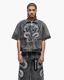"FROSTSCALE" DENIM SHORT SLEEVE ZIP UP