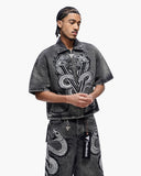 "FROSTSCALE" DENIM SHORT SLEEVE ZIP UP