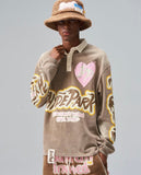 Dripping in Japan Long Sleeve Polo - Khaki (Dripping-In-Japan-Long-Sleeve-Polo-Khaki)