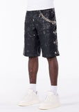 Obsidian Black Stars Leather Shorts