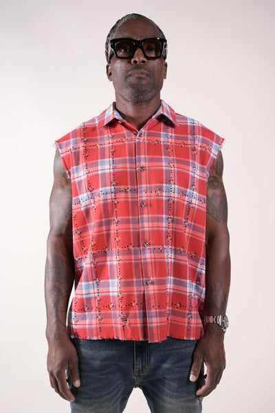 RHINESTONE FLANNEL Sleevless