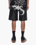 "KUROTO" WAXED DENIM SHORTS