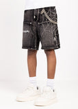 Obsidian Black Spider Denim Shorts