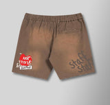 Cash Only Work Shorts - STAFF - Brown with Red Heart (Cash-Only-Work-Shorts-Staff-Brown-With-Red-Heart)
