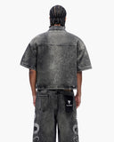 "FROSTSCALE" DENIM SHORT SLEEVE ZIP UP