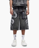 "GLACIER COIL" BAGGY DENIM SHORTS