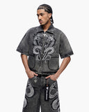 "FROSTSCALE" DENIM SHORT SLEEVE ZIP UP