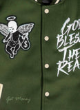 BLESS THE REAL ARMY GREEN Letterman Jacket (BLESS THE REAL ARMY GREEN Letterman Jacket)