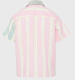 Paneled Bowling Button Up Shirt Green & Pink (SPRING2353-1)