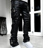 Obsidian Black Cargo Leather Pant (GUAP15)