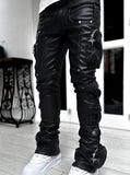 Obsidian Black Cargo Leather Pant (GUAP15)