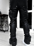 Obsidian Black Cargo Leather Pant (GUAP15)
