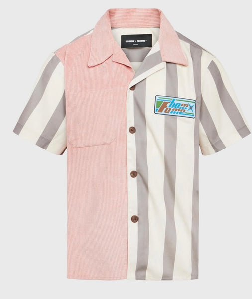 Paneled Corduroy Striped Shirt (SPRING23148-2)