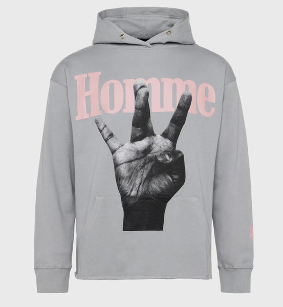 Twisted Fingers Hoodie Grey with Light Pink and Blue (SPRING23142-2)