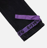 Strapped Up Black Jeans Purple Straps (PSTAPPRP)