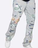 PUNK PAISLEY PATCHWORK FLARE DENIM (EP10724)