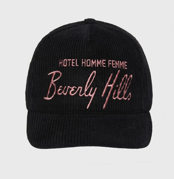 Homme Hotel Corduroy Hat Black and Pink (HFSS2022129-2)