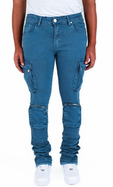 "NEVER LOOK BACK" CARGO FLARE STACK DENIM (PH-FA22-18)