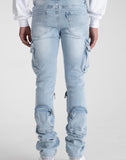 "NEVER LOOK BACK" CARGO FLARE STACK DENIM (PH-SS22-55)