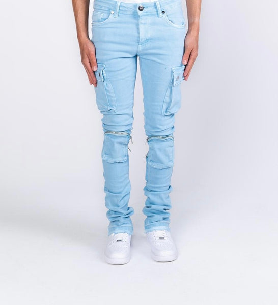 "NEVER LOOK BACK" CARGO FLARE STACK DENIM (PH-SS22-78)