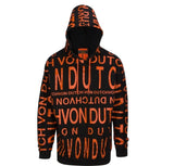 VON DUTCH MONOGRAM HOODIE - BLACK WITH ORANGE