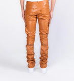"NEVER LOOK BACK" CARGO FLARE STACK LEATHER (PH-SS22-71)