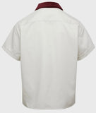 Paneled bowling button up shirt Maroon