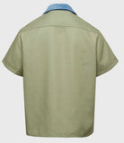 Paneled bowling button up shirt Sage
