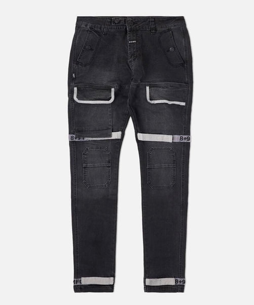 Strapped Up Black Jeans Grey Straps (PSTRPBLKGRY)