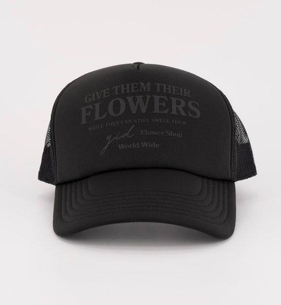 FLOWER SHOP TRUCKER HAT (BLACK/BLACK) (YID0074)